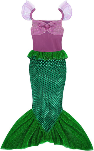 WonderBabe Little Girl Mermaid Princess Dresses Ariel Costume for Grils Birthday Party Halloween Cosplay Outfit with Accessories