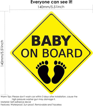 Yinuoday Baby ON Board Sticker Car Decals Safety Signs Self-Adhesive Easy to Install Waterproof 2pcs (Style B)