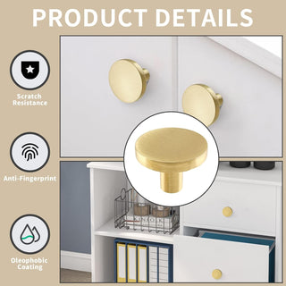 GEPAS 6pcs Gold Cabinet Knobs, Zinc Alloy Brushed Brass Cabinet Ring Pulls Dresser Handles Furniture Hardware for Kitchen Cupboard Drawers Closet Door,Easy to Install (Style2)