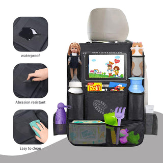 WeddLe Car Backseat Organizer,Kick Mats Back Seat Protector with Touch Screen Tablet Holder, Car Back Seat Organizer for Kids, Kick Mat with 9 Storage Pockets, Car Travel Accessories, 2 Pack