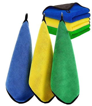 SKY-TOUCH 3pcs Microfiber Car Drying Towel for Car Cleaning and Detailing, Double Sided, Extra Thick Plush Microfiber Towel Lint Super Absorbent Detailing Towel for Car,Windows,Screen and Kitchen