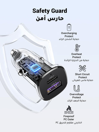UGREEN Car Charger Fast Charging 30W for iPhone 16 Pro, Car Accessories Dual Port USB-C PD 30W+USB-A QC 18W/SCP 22.5W Fast Charger, for iPhone 16/15/14/13 Series,Galaxy S24/S23,Huawei,iPad Pro, Xiaomi