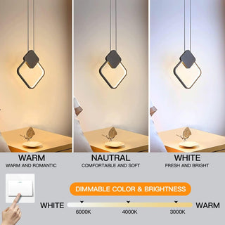 YT YATAI LIGHTING Modern Black LED Pendant Light, Minimalist Small Single Mini Pendant Light for Kitchen Island, Bedroom, Bedside, Adjustable 3 Color Light