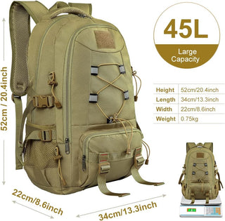 XQXA Travel Backpack, 45L Large Capacity Waterproof Hiking Backpack 17.3 Inch Laptop Backpack Male Female Trekking Backpack for Sports Outdoor Camping Camping