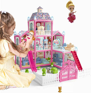 Beauenty Doll House,Dream House for Girls Pretend Toys-3 Story 8 Rooms Dollhouse,Toddler Playhouse DIY Building Kids Gift for for 3-10 Year Old Girls. (Style4)