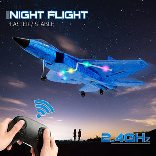 RoofWorld RC Plane, F22 Airplane Fighter Ready to Fly, 2.4Ghz 2 Channel Remote Control Airplanes Toy for Boys Girls Kids Beginners Blue02