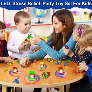 24 Pack Kids Party Favors Stuffers LED Light Up UFO Spinning Glow in The Dark Party Supplies,Glow In The Dark Sticks Party Supplies Set,LED UFO Spinning Light Up Toys
