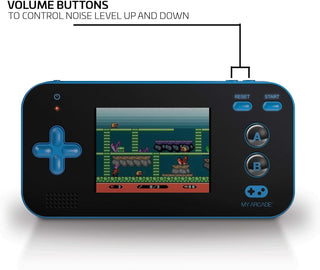 My Arcade Gamer V Portable - Handheld Gaming System - 220 Retro Style Games - Lightweight Compact Size - Battery Powered - Full Color Display - Volume Buttons - Blue