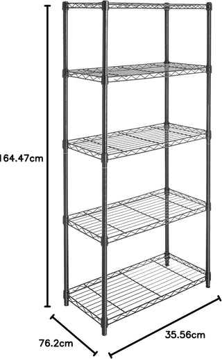 Amazon Basics 3-Shelf Adjustable, Heavy Duty Storage Shelving Unit (113.3 kilograms loading capacity per shelf), Steel Organizer Wire Rack, Black, 58.9 x 34 x 193.5 centimeters