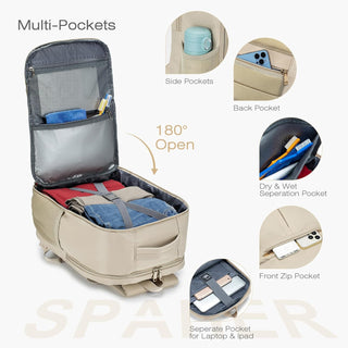 SPAHER Cabin Bag 40x30x20 Wizzair Underseat Laptop Backpack 15.6 Inch for School Carry On Bag Luggage Travel Backpack Hand Luggage Backpack Casual Daypack Approved Holdall Rucksack Flight Bag Beige