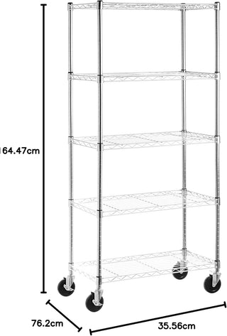 Amazon Basics 3-Shelf Adjustable, Heavy Duty Storage Shelving Unit (113.3 kilograms loading capacity per shelf), Steel Organizer Wire Rack, Black, 58.9 x 34 x 193.5 centimeters