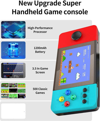 KASTWAVE Retro Handheld Game Console, 500 FC Games, 3.5" Screen, 1200mAh Battery Portable Video Game Console, Protective EVA Case, Support Two Players & TV Connection, Gifts for Your Boys Girls