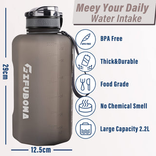 GIFUBOWA Half Gallon Water Bottle with Handle and Straw 74oz Big Sport Water Jug Large Motivational 2.2l Bpa Free Leakproof Bottles for Gym Yoga Camping Outdoor Travel