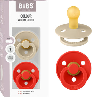 Bibs Pacifier Size 1 - Baby 0-6M (2pcs) - Ivory/Blush