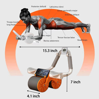 Ab Abdominal Exercise Roller with Timer And Elbow Support, Automatic Rebound Abs Roller Wheel Core Exercise Equipment, Home Gym Fitness Equipment for Abs Workout (Orrange)