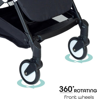 MOON Ritzi Light Weight Travel Cabin Stroller/Pushchair for Baby/Kids/Toddler from 0 Months+ Upto 15 kg, Black/Blue Dots
