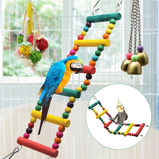 9 Pack Bird Swing Toys, Bird Chewing Hanging Toys,Swing Climbing Ladders,Wooden Perch Birds Cage Toys for Small Parrots, Parakeets, Cockatiel, Conures, Finches, Budgie, Macaws, Love Birds Natural Wood