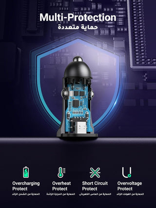 UGREEN Car Charger Fast Charging 30W for iPhone 16 Pro, Car Accessories Dual Port USB-C PD 30W+USB-A QC 18W/SCP 22.5W Fast Charger, for iPhone 16/15/14/13 Series,Galaxy S24/S23,Huawei,iPad Pro, Xiaomi