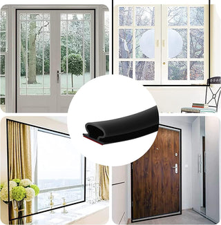 Beynant 19.7Feet Door Weather Stripping Door Seal Strip,Self-Adhesive Rubber Door Insulation Weather Strip for Window and Door Soundproofing D Shape,Weatherstripping for Door Frame Gap Blocker(Black)