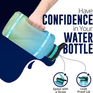 LA' PRECIOUS Water Bottle 2l for Gym Non-Toxic BPA Free Material, Fast Flow, Flip Top Leak Proof Lid with Straw. (Blue/Green)