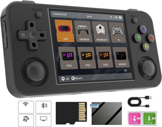 RG35XX H Retro Handheld Game Console , 3.5 Inch IPS Screen Linux System Built-in 64G TF Card 5528 Games Support TV Output (Black)