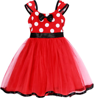 WonderBabe Girl Costume Polka Dots Tulle Tutu Dresses Princess Fancy Dress Up Halloween Birthday Party Dress with Ears Headband