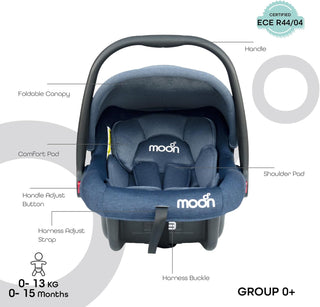 MOON Bibo Infant/Baby/Kids Travel Car Seat With Full Body Support CUShion Rear Facing_Seat Carry Cot AdjUStable Canopy Suitable For 0 Months+0 13 Kg Brown