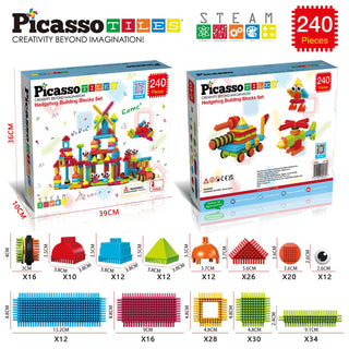 PicassoTiles 120pcs HedgehogTiles Building Block, Stacking Interlock Teeth Construction Sensory Gift STEM Toy for Kids Toddlers Age 3 + PTB120