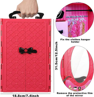 80 Pcs Doll Clothes Waredrobe Accessories, Shoes Rack, Fashion Dresses, Outfits Clothes Sets, 2 Swimsuits, 8 Mini Dresses, 20 Shoes and Hangers, Hand Bags, Crowns and Glasses, For 11.5 inch Dolls