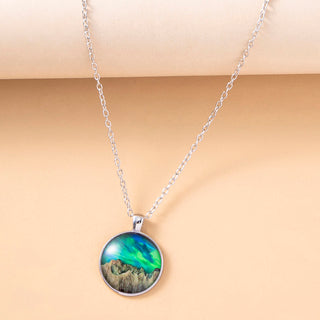 Classic Universe Starry Mountains Necklace Art Picture Cabochon Glass Pendant Necklaces For Women Men Aesthetic Jewelry
