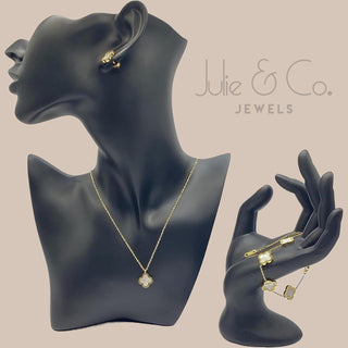 Julie & Co four leaf clover 18K gold plated Jewelry set Jewellery set for women, comes with a cute keychain in a Julie & Co neat gift box.