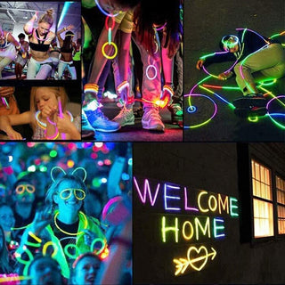 Mumoo Bear 100 Glow Sticks Party Pack 8 Inch With Connectors To Make Neon Bracelets,Necklaces,Eye Glasses And Balls For Party Supplies