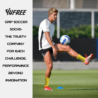 Yufree Men's Soccer Socks Anti Slip Non Slip Grip Pads for Football Basketball Sports Grip Socks, 4 Pair