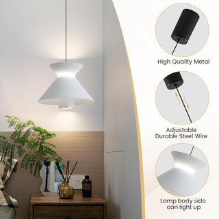 YT YATAI LIGHTING Modern Black LED Pendant Light, Minimalist Small Single Mini Pendant Light for Kitchen Island, Bedroom, Bedside, Adjustable 3 Color Light