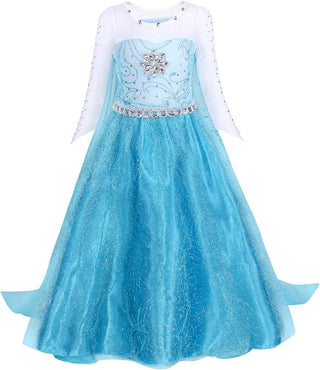 WonderBabe Girls Snow Queen Costume Kids Princess Coronation Dress Up Halloween Birthday Party Cosplay Outfit with Accessory Set 1-12 Years