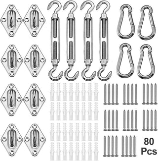 YOFIT Shade Sail Hardware Kit 6 inch for Triangle Rectangle Sun Shade Sail Installation, 304 Grade Stainless for Garden Outdoors, 80 Pcs
