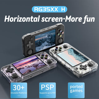 Voacle RG35XX H Retro Handheld Game Console , 3.5 Inch IPS Screen Linux System Built-in 64G TF Card 5528 Games Support TV Output (Black)