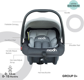 MOON Bibo Infant/Baby/Kids Travel Car Seat With Full Body Support CUShion Rear Facing_Seat Carry Cot AdjUStable Canopy Suitable For 0 Months+0 13 Kg Brown