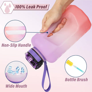 GIFUBOWA Half Gallon Water Bottle with Handle and Straw 74oz Big Sport Water Jug Large Motivational 2.2l Bpa Free Leakproof Bottles for Gym Yoga Camping Outdoor Travel