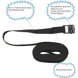 Joyzzz Tie Down Straps, 2 Pack Heavy Duty Lashing Straps Adjustable Cam Buckle Tensioning Belts, 3m X 25mm Direct Ratchet Lashing Straps for Motorcycle, Cargo, Trucks,Trailer, Luggage (Black)