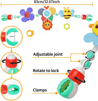 AM ANNA Baby Stroller Arch Toy, Car Seat Toys for Babies 0-12 Months,Activity Musical Arch Toy with Animal Accessories, Sensory Travel Crib Bouncer Bassinet Toys for Toddler Boy Girl