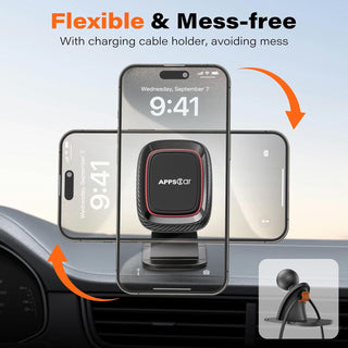 APPS2Car Car Phone Holder Magnetic Mobile Holder for Car Dashboard Mobile Mount Universal for 4.7-6.8 inch iPhone15/14/13 Series, Galaxy, Huawei, OnePlus