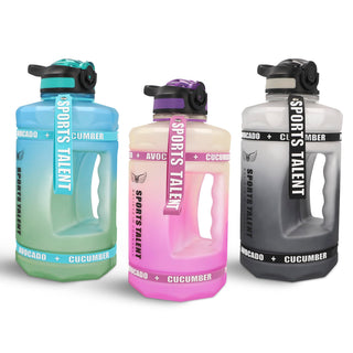 LA' PRECIOUS Water Bottle 2l for Gym Non-Toxic BPA Free Material, Fast Flow, Flip Top Leak Proof Lid with Straw. (Blue/Green)
