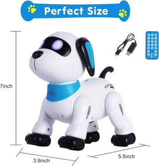 yiman Remote Control Robot Dog Toy, Programmable Interactive & Smart Dancing Robots for Kids 5 and up, RC Stunt Toy Dog with Sound LED Eyes, Electronic Pets Toys Robotic Dogs for Kids Gifts