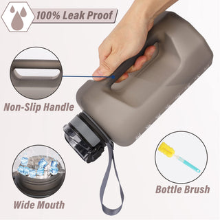 GIFUBOWA Half Gallon Water Bottle with Handle and Straw 74oz Big Sport Water Jug Large Motivational 2.2l Bpa Free Leakproof Bottles for Gym Yoga Camping Outdoor Travel