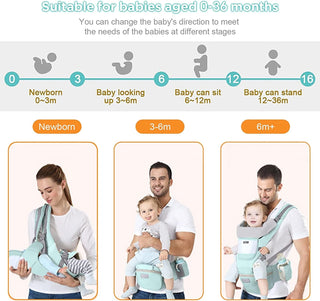 Deal Hunt 6 in 1 Baby Carrier Hip Seat, Multifunctional Baby Strap Waist Carrier for walking, Shopping, Trip, Hiking - Adjustable Size & Suitable for 0-36 Months Baby with Gift Box Packaging (Grey)