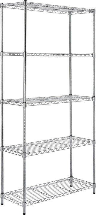 Amazon Basics 3-Shelf Adjustable, Heavy Duty Storage Shelving Unit (113.3 kilograms loading capacity per shelf), Steel Organizer Wire Rack, Black, 58.9 x 34 x 193.5 centimeters