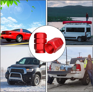 BOROLA Car Tire Valve Stem Caps with Hexgon Style(Red, Pack of 5)