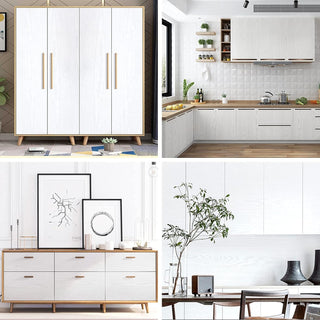Arthome White Wood Paper,43.5x305cm Self Adhesive Wallpaper Waterproof Gloss PVC Vinyl, Oil Proof Paper for Furniture Cover Surface,Countertop,Kitchen