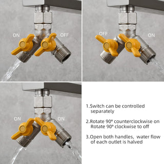 Tecmolog Brass Water Diverter 3 Way Shower Diverter Valve T Adapter Shower Head Shut-Off Valve for Showerhead and Shower Arm, DSF009